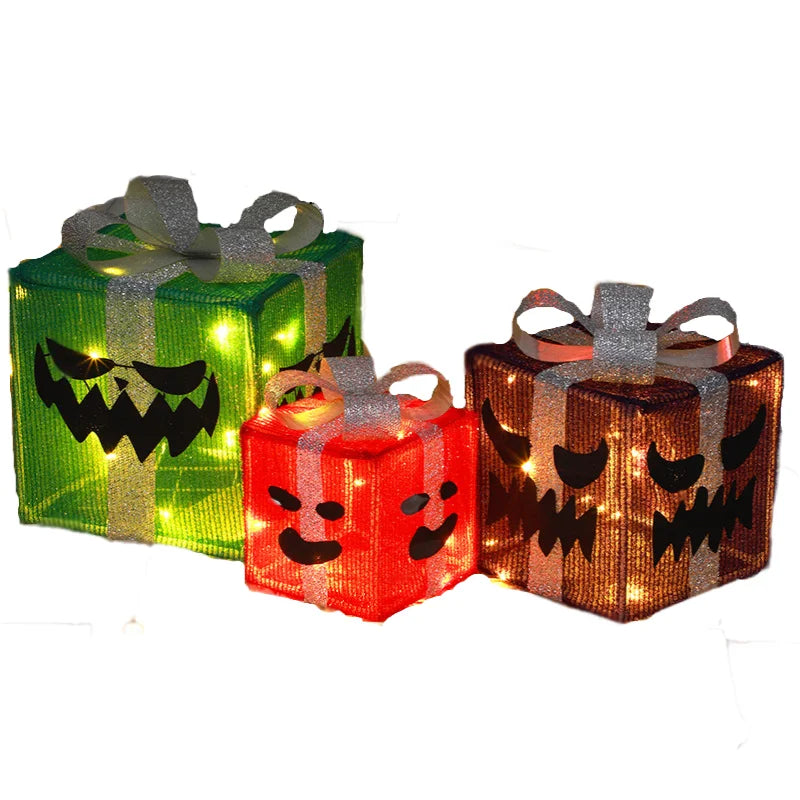 Halloween & Day of the Dead Set of 30,000 Pumpkin Decorations Gift Box Lights Family Yard Party Decorations