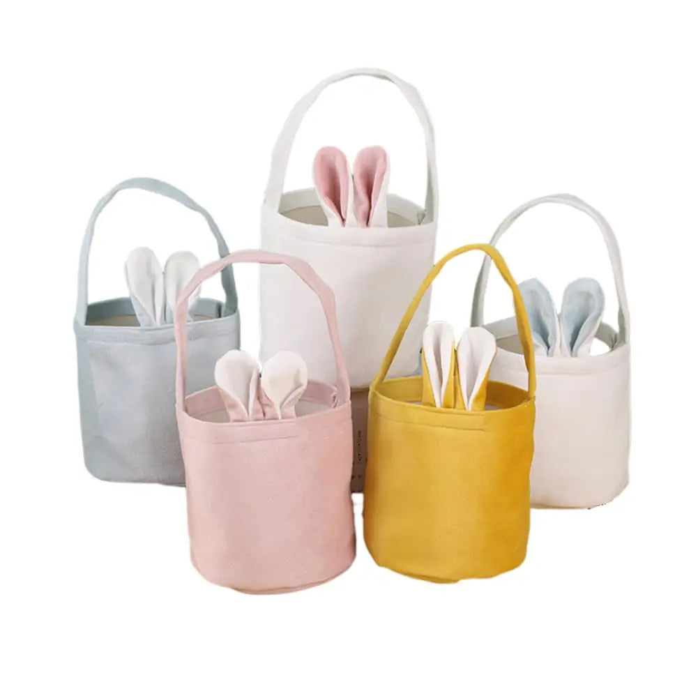 Easter and Thanksgiving 3 Rabbit Jute Tote Bag Easter Egg Filler Easter Party Favorites Boys and Girls Easter Egg Basket Rabbit Ear Bag