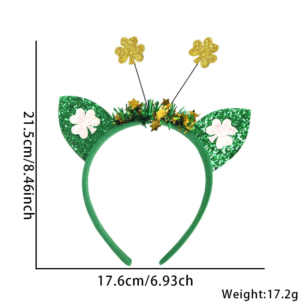 Easter and Thanksgiving 3 Irish Sequins St Patrick's Day Horseshoe Headband Carnival Headband Adult St Patrick's Day Cuckold Clover Headband