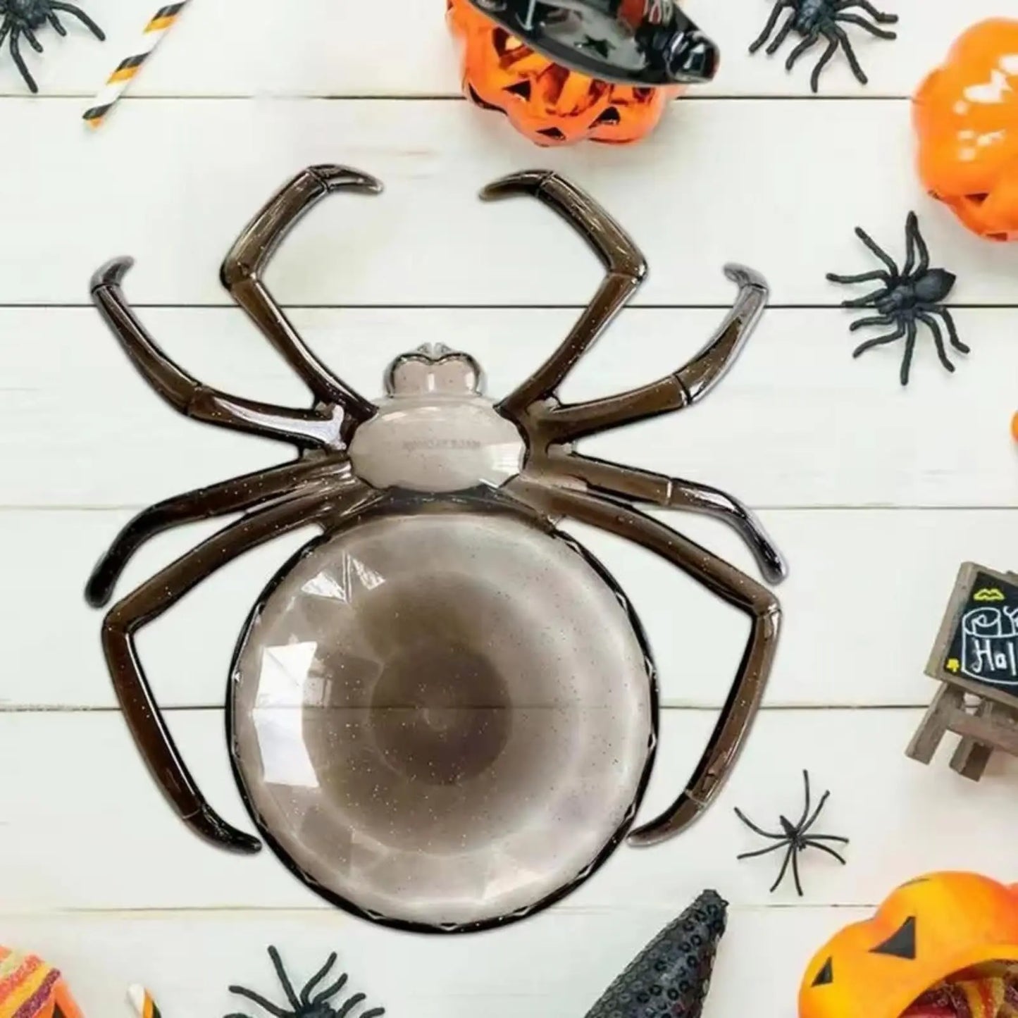 Bandeja de frutas de Halloween e Dia dos Mortos de 24*23 cm, aranha assustadora, bandeja de doces de plástico para decoração de mesa de festa de Halloween, recipientes de armazenamento de Halloween 