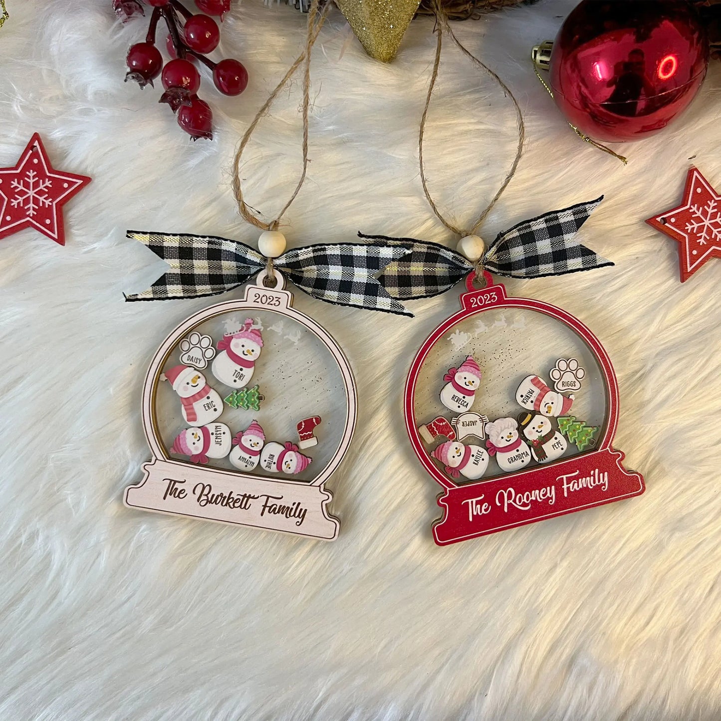 Personalized Snowman Family Christmas Ornaments 2024 Family Snowman Ornaments Custom Christmas Tree Ornaments Christmas Gifts