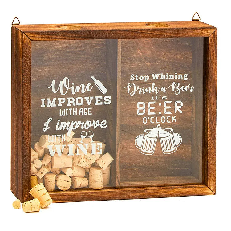 Wooden Crafts, Custom Shadow Boxes Wooden Wall Mounted Wine Bottles and Wine Cork Racks