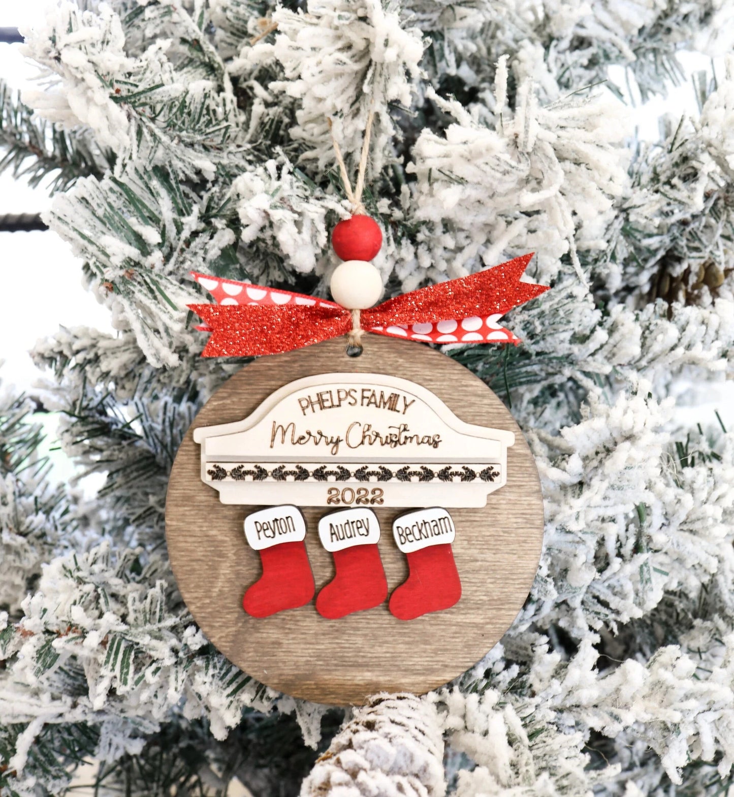 Custom 2024 Family Name Stockings Ornaments Laser Cut Digital Christmas Personalized Ornaments Family Christmas Ornaments