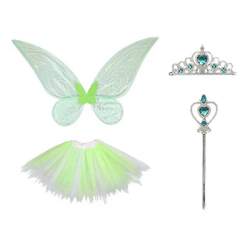 Kids Fairy Wings Dress Up Angel Wings Costume Cosplay Party Skirt Fairy Wand Set
