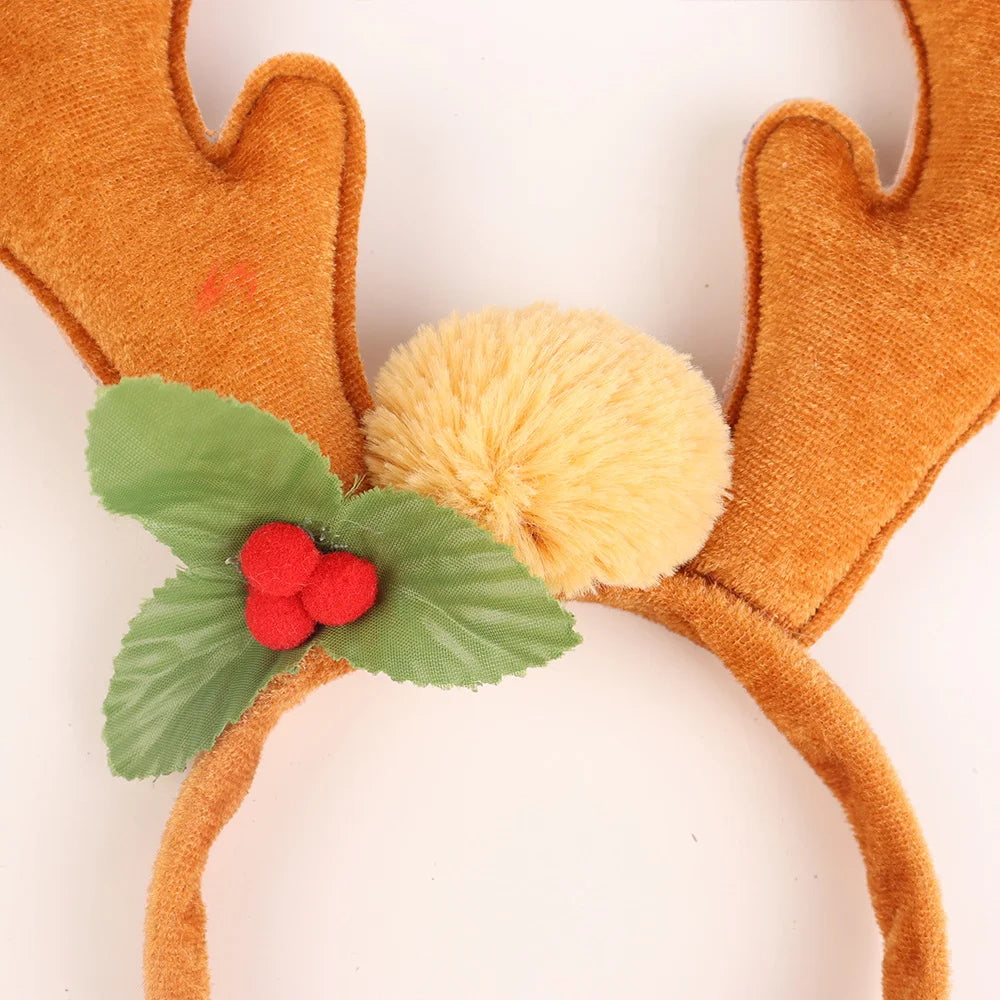 BSCI Custom Packaging Christmas Party Decorations Cartoon Colored Reindeer Antlers Christmas Headband Party Photo Booth