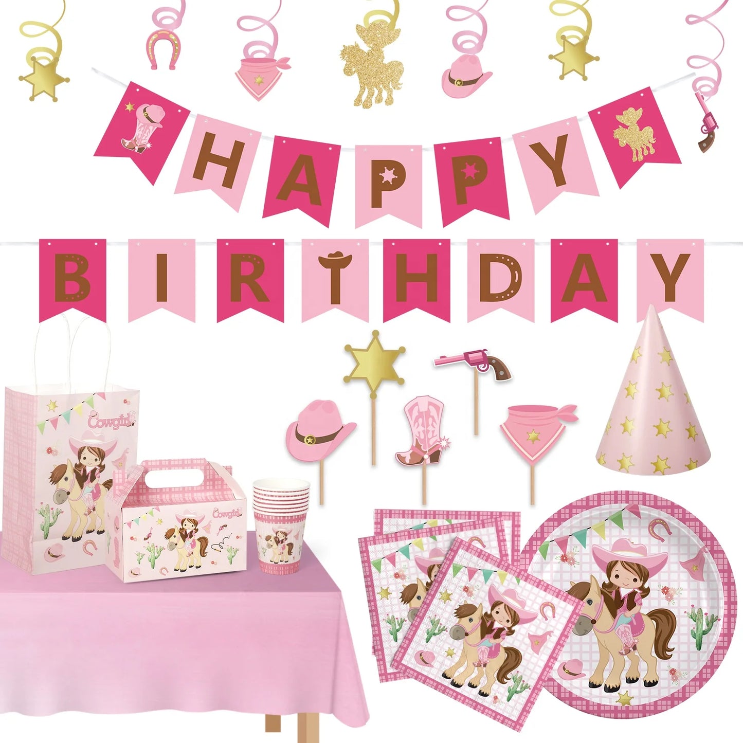 Birthday Party 2 Cowboy Children's Birthday Decoration Western Party Ornaments Supplies Western Cowboy Horse Birthday Set Wild Western Cowboy Birthday Decoration