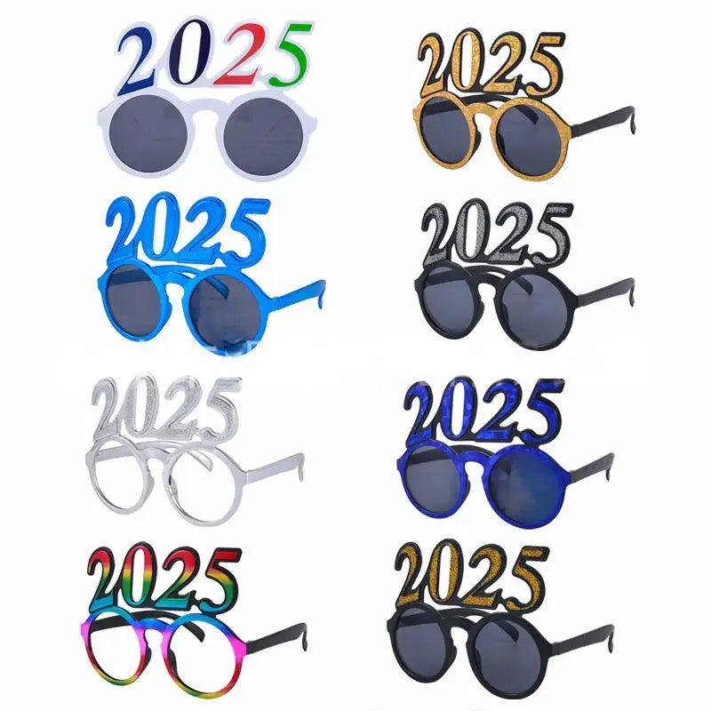 New Year's Eve, New Year's decoration, New Year's glasses electroplating flash new digital shiny glasses funny, the delivery will automatically adjust the latest number of years