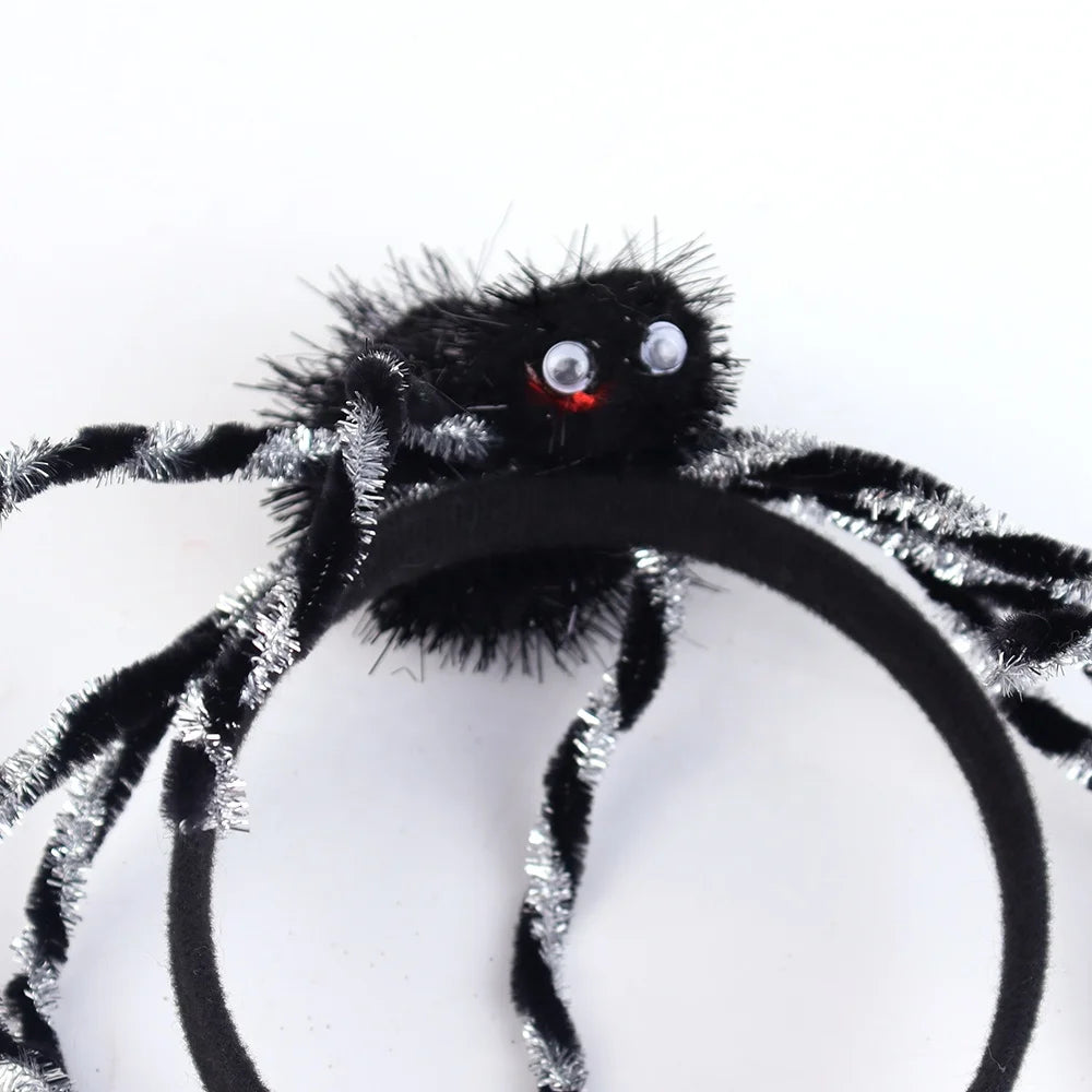 Halloween & Day of the Dead Black Feathers Tinsel Spider Bat Tentacles Boppers Halloween Party Headband Celebration Spider Web Headband Costume Accessories