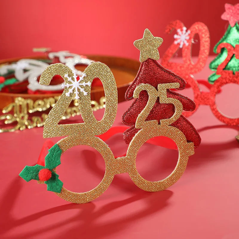 1 Wedding Party, Wholesale Christmas Decoration 2025 Christmas Glasses Electroplating Glitter New Digital Funny Christmas 2025 Glasses