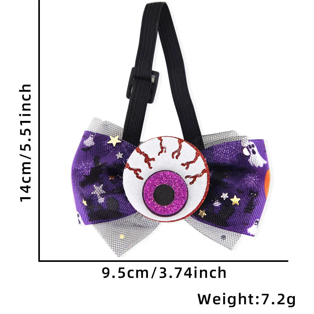 Halloween & Death Day Pet Set Halloween Pet Bow Collar Weird Atmospheric Neck Bow Scarf Pet Accessories Adjustable Dog Cat Bow Tie