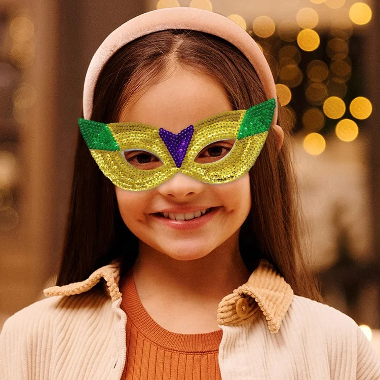 Carnaval Carnival Carnival Theme Gold Purple Green Sequins Half Face Mask Masquerade Sexy Performance Mask