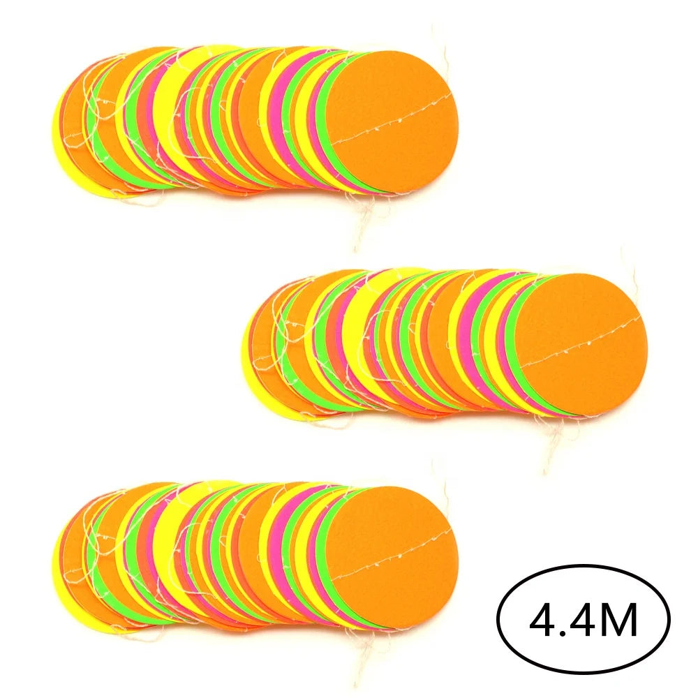 Birthday Party 2ft UV Black Light Reactive Neon Polka Dots Wreath Fluorescent Party Ribbons and Hanging Banners Party Decorations