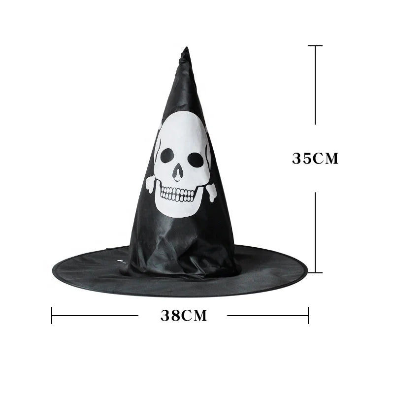 Halloween & Day of the Dead Props Hat Party Supplies Adult Child Witch Pumpkin Spider Web Pattern Halloween Black Wizard Hat