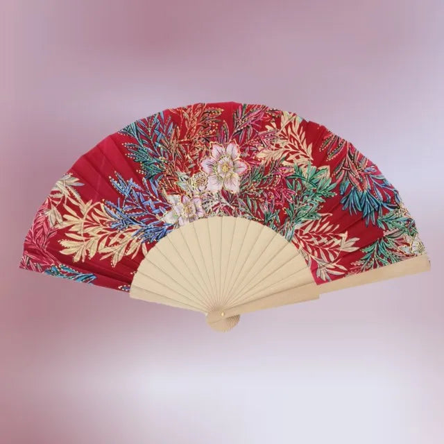 1 Wedding party, wholesale Chinese traditional flower style custom logo printing wooden folding hand fan wedding decoration