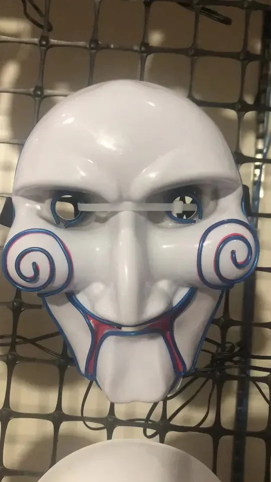 Halloween & Death Day Decoration Ghost Half Face Mask Light Emitting Diode Glow Dark Neon Cosplay Monster Mask Adult Movie Party Decoration