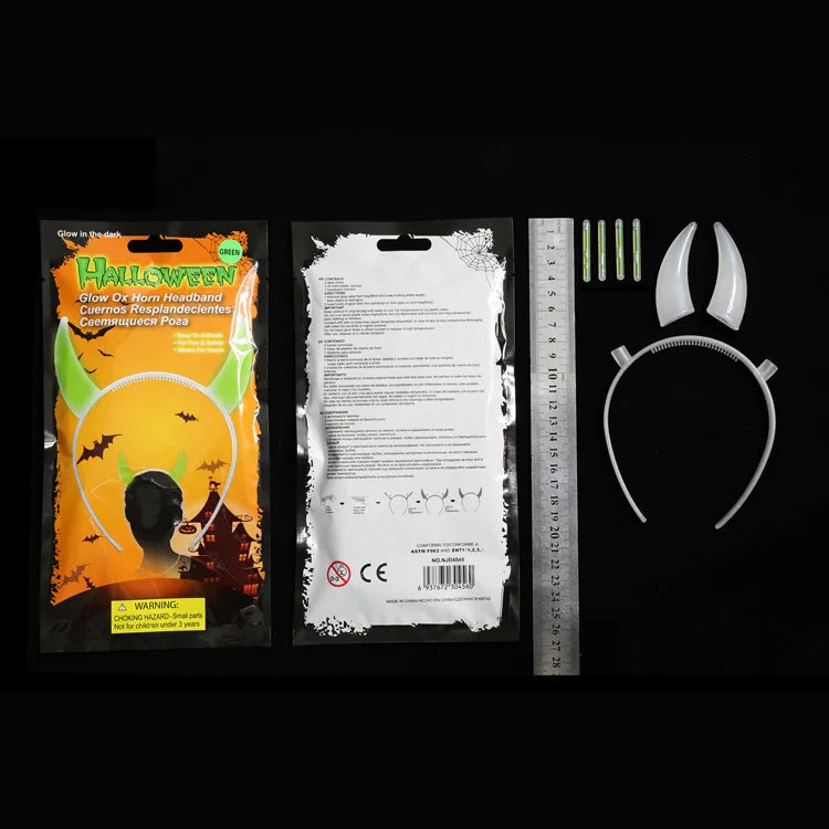 Halloween & Day of the Dead New Headband Disposable Glow Stick Headband Evil Horn Glow Headband Halloween Cosplay Masquerade Ball