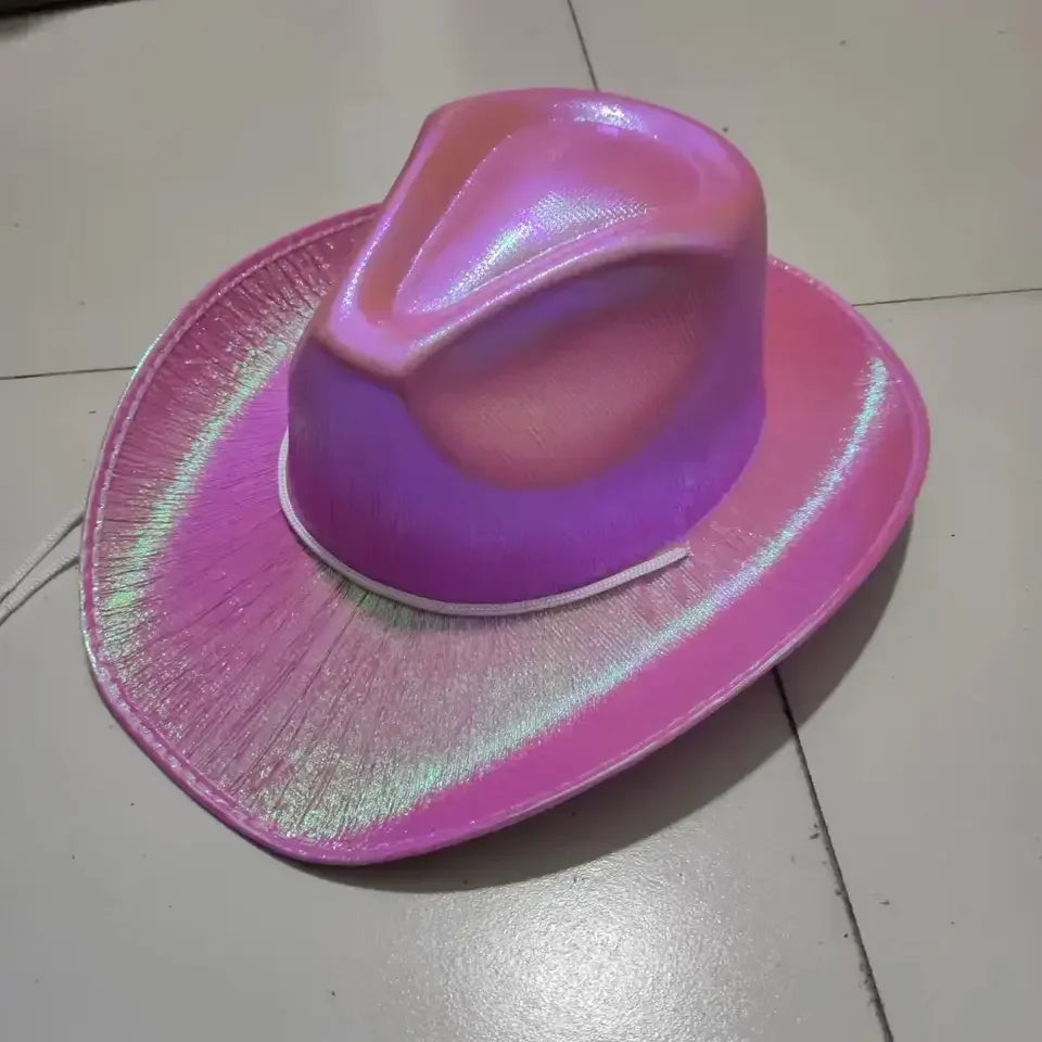 Halloween & Death Day Custom Flash Neon Light Emitting Diode Cowboy Hat Adult Cowboy Hat Halloween Christmas Sequins EDC Cosplay Costume Hat