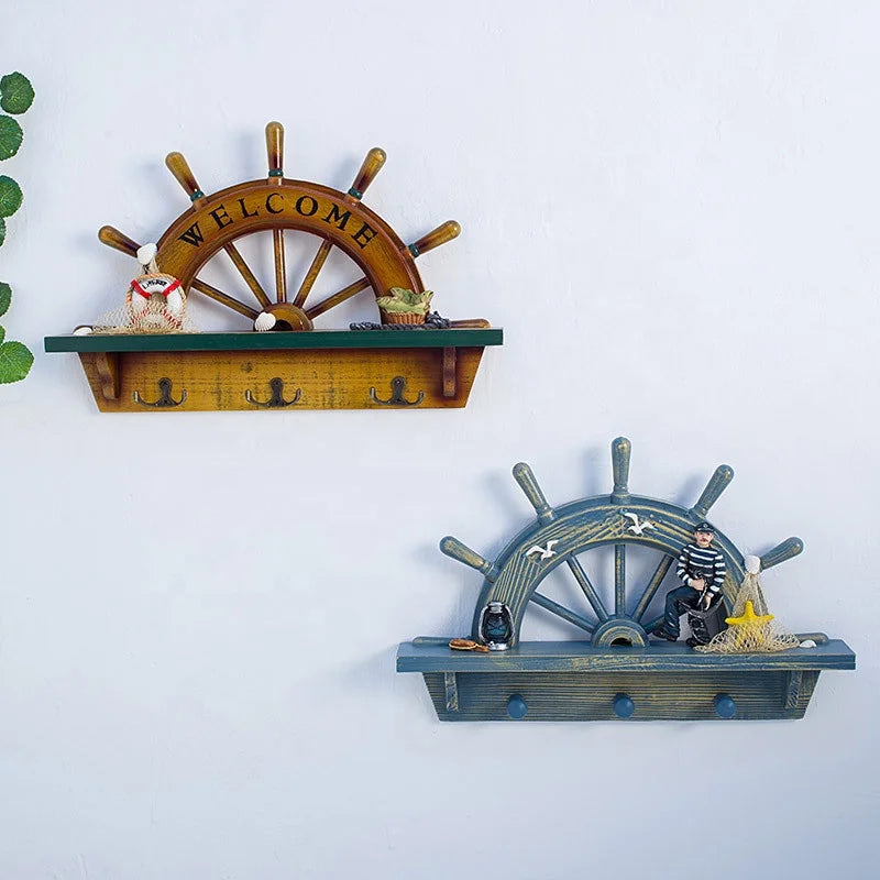 Wooden Crafts, Mediterranean StyleArrow Logo Fishbone Shaping Hanging Decoration Creative Welcome Wooden Logo