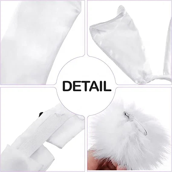 Halloween & Day of the Dead Cosplay Party Classic Fancy Bunny Tuxedo Style Black Dress Cosplay Costume Tail Ears Gloves Set