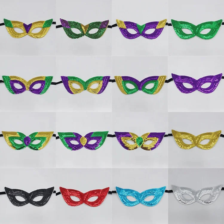 Carnaval Carnival Carnival Theme Gold Purple Green Sequins Half Face Mask Masquerade Sexy Performance Mask