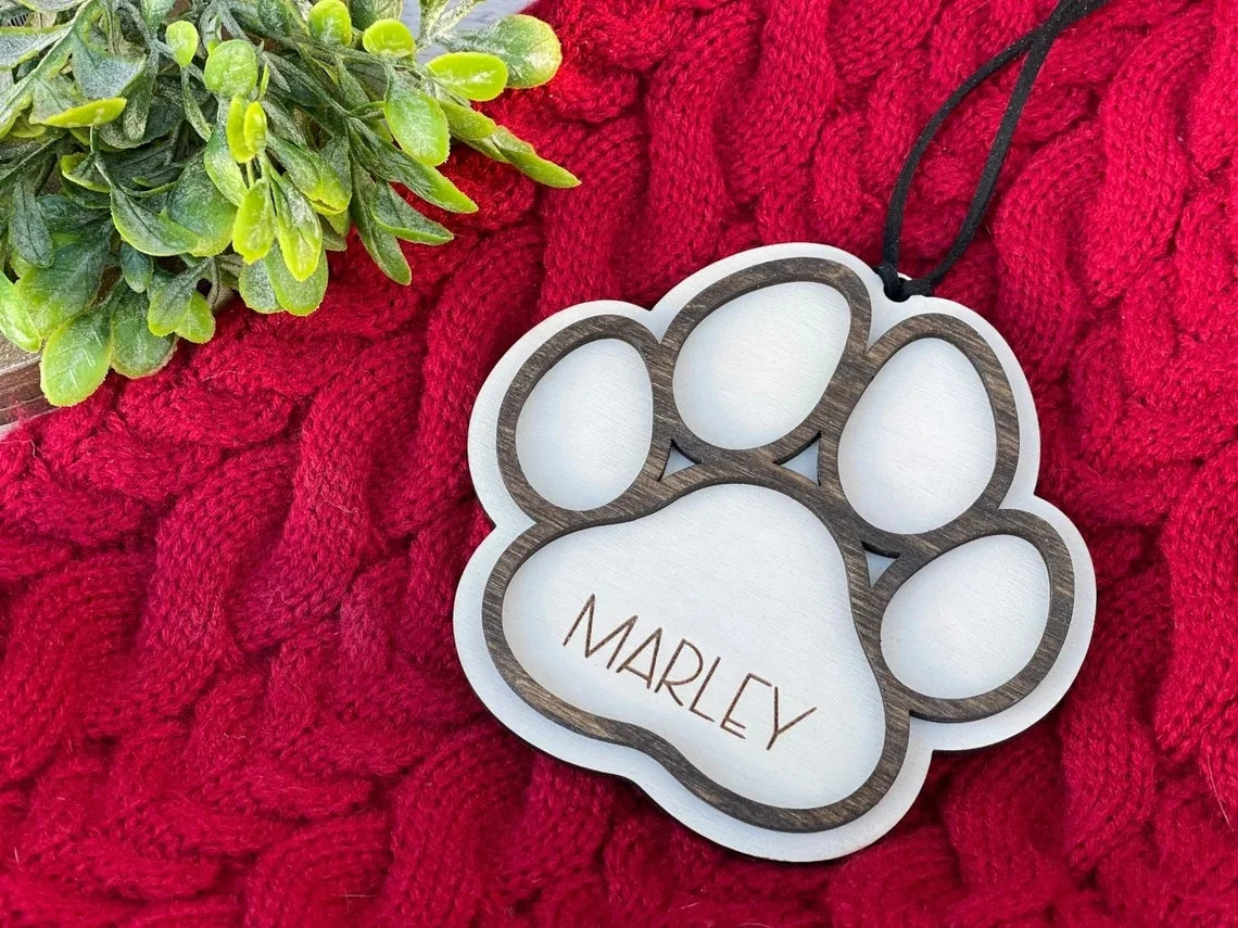 Pet Festival, Paw Print Custom Decorative Ornaments Wood Paw Print Tree Decorative Ornaments Seasonal Gift Decorations