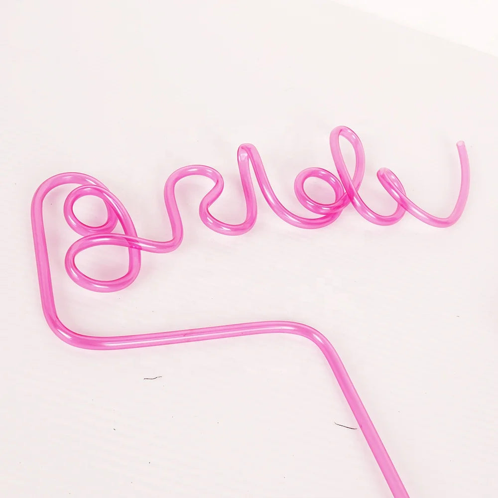Bachelorette Party 1 Penis Swirl Chick Drink Straw Supply Ornaments Pamper Naughty Crazy Swirl Penis Straw Rose Gold Bride Straw