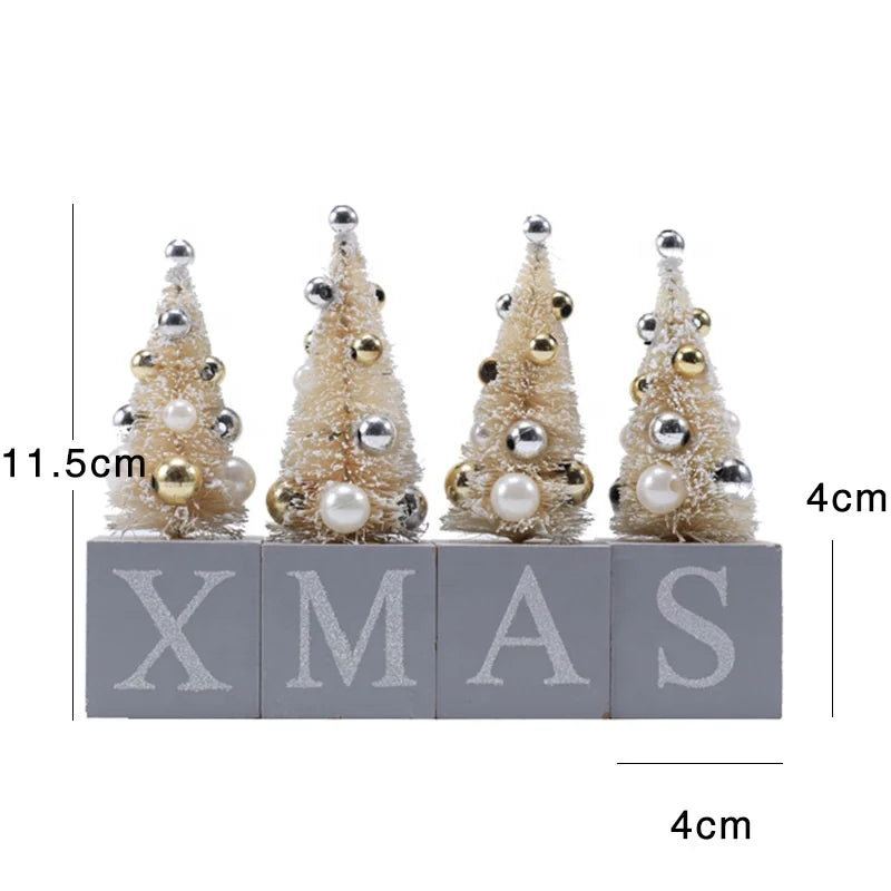 Xmas Faux Mini Christmas Tree Interior Wooden Tabletop Ornament Festive Christmas Party Decoration