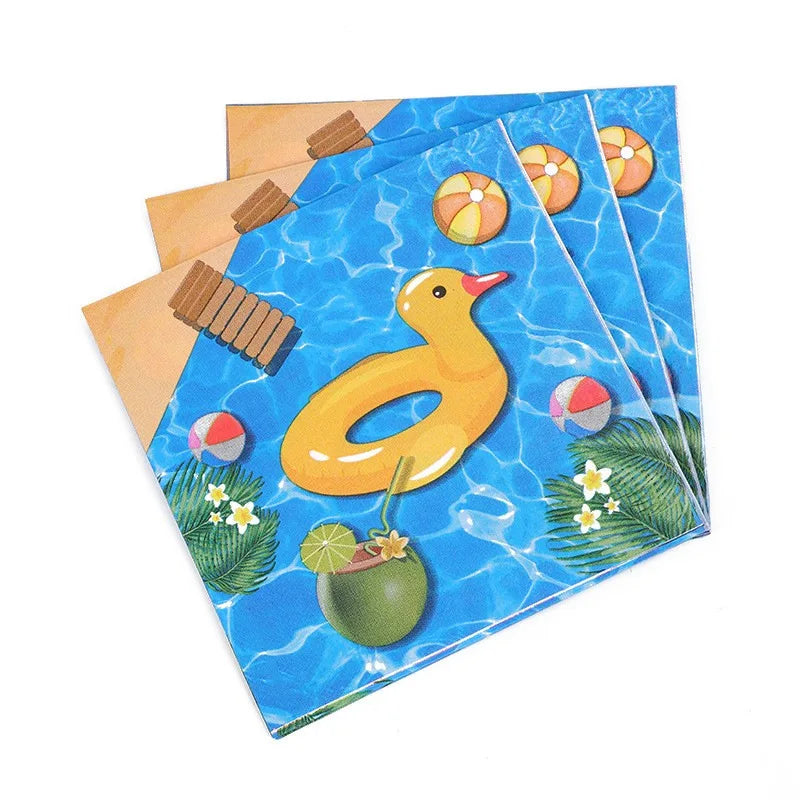 Party supplies Pool party cutlery set for 10 guests, suitable for children's birthday, summer, beach parties