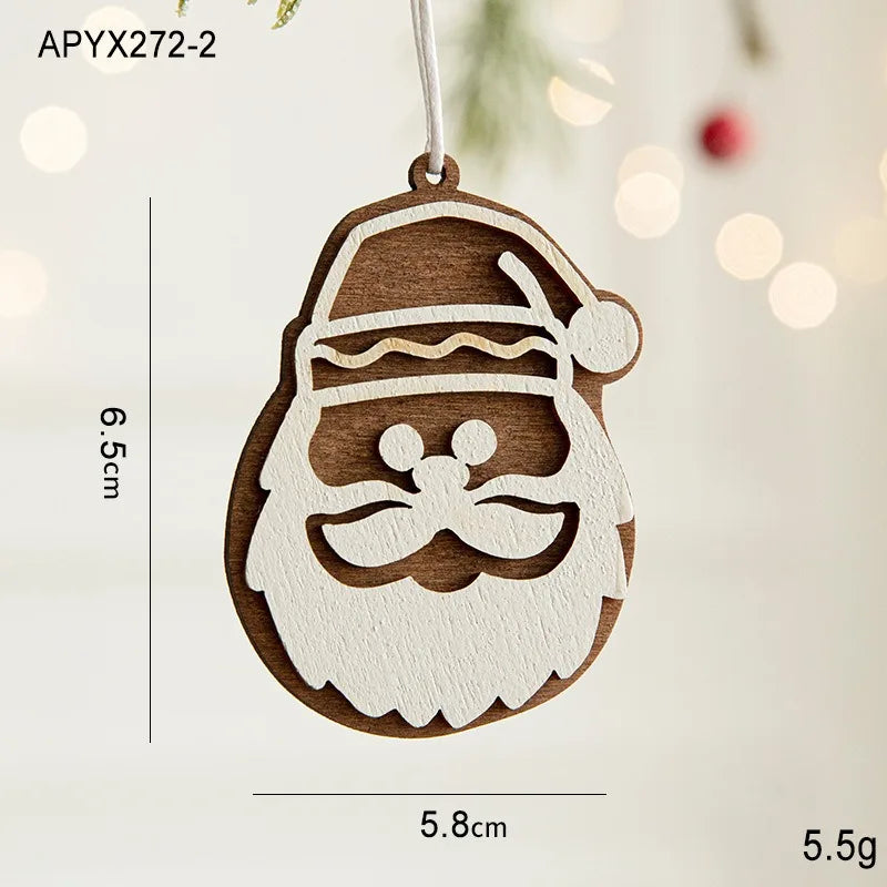 Custom Wooden Gift Labels Christmas Gadgets Candlestick Ornament Navidad Hanging Christmas Tree Wooden Pendant Decoration 