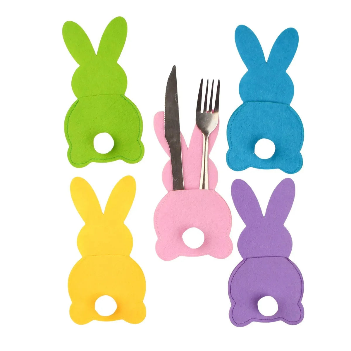 Easter and Thanksgiving 3 Felt Cutlery Bags Easter Cutlery Bags Felt Rabbit Reusable Rabbit Cutlery Bags Table Decor