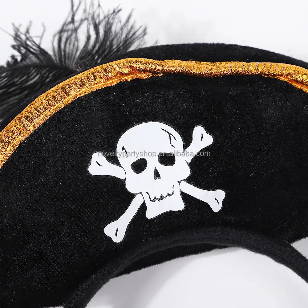 Halloween & Day of the Dead Skull Hat Headband Pirate Costume Female Pirate Dress Up Headband Pirate Headband Cosplay Costume