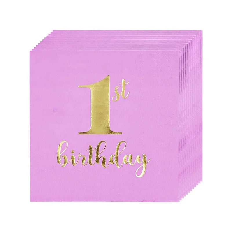 Birthday Party 2 new crown number 1 year old hot-selling film paper tray tissue paper baby birth party tableware set