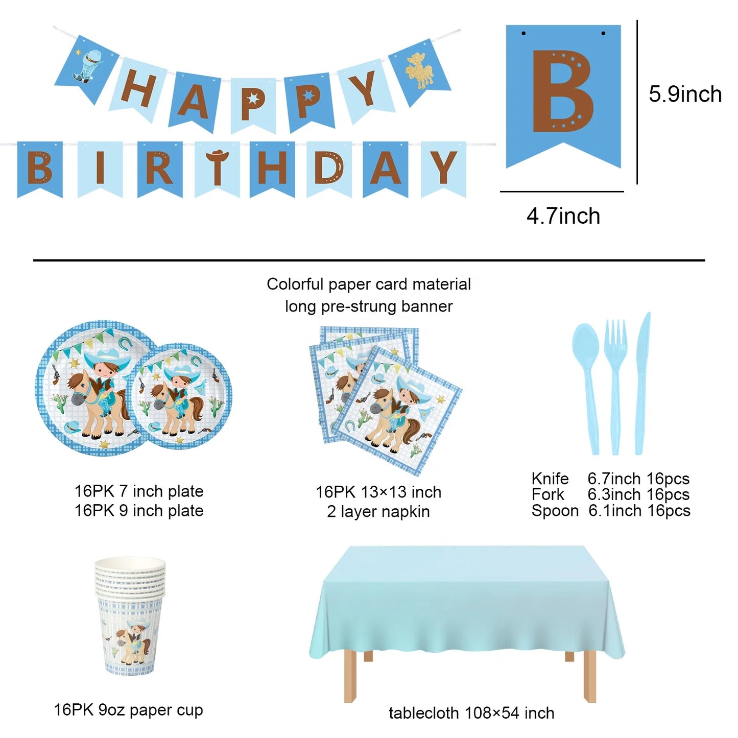 Birthday Party 2 Cowboy Children's Birthday Decoration Western Party Ornaments Supplies Western Cowboy Horse Birthday Set Wild Western Cowboy Birthday Decoration