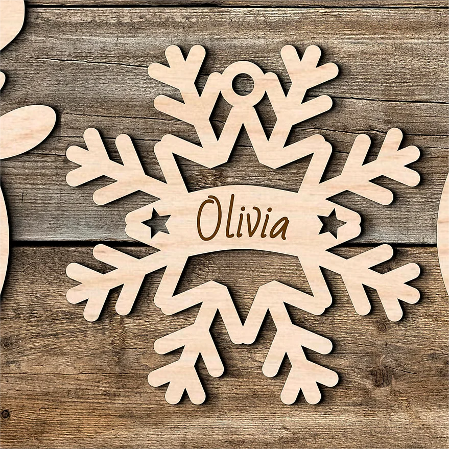 DIY Custom Christmas Party Ornament Laser Cut Holiday Craft Decorative Gift Label Plywood Family Name Christmas Sign