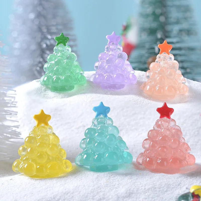 Christmas decoration 6 pieces battery-free Christmas gift resin craft night light mini Christmas tree