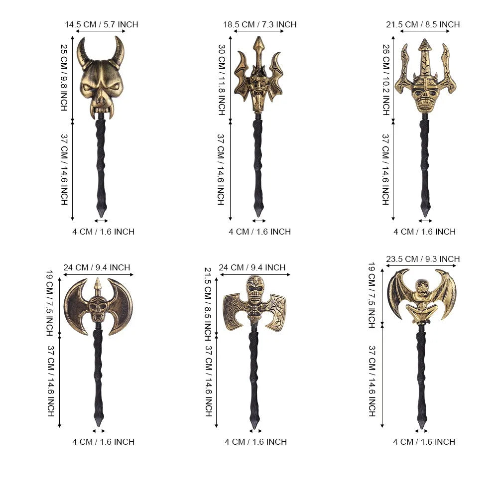 Halloween & Day of the Dead, Halloween Cosplay Ornaments Reaper Sickle Prop Bat Sickle Ghost Trident Model Brass Halloween Skull Trident