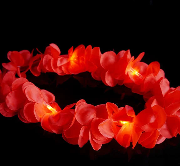 Light Necklace Hawaiian Christmas Light Emitting Diode Light Necklace Hawaiian Flower Thunder Hula Graduation Necklace Flower Les Wreaths