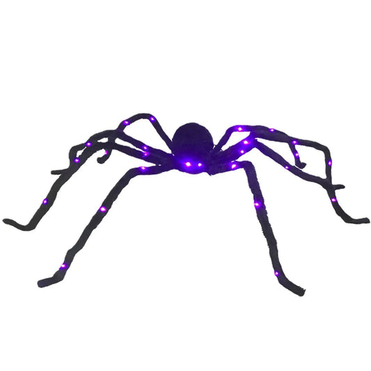 Halloween e Dia da Morte 60 cm Halloween ilumina aranha gigante quintal festa decoração de casa realista adequado LED Halloween aranhas peludas pretas 