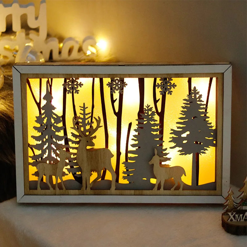Christmas decorations creative elk picture frame shopping mall window Christmas wooden handicraft ornament