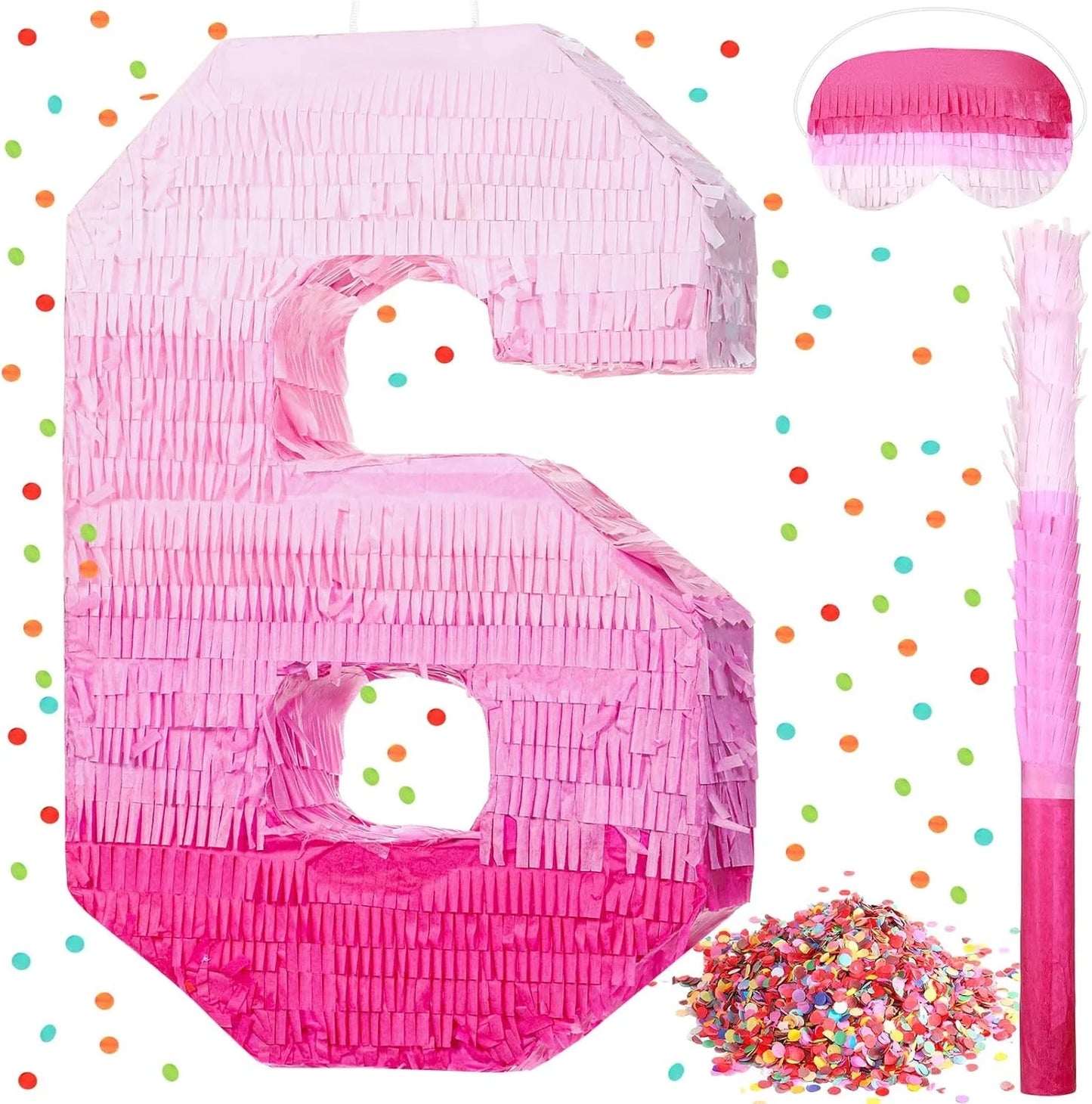 Birthday Party 2 Baby Shower Anniversary Party Ornaments Number Piñata Birthday Piñata gradual change Pink Piñata with blindfold 