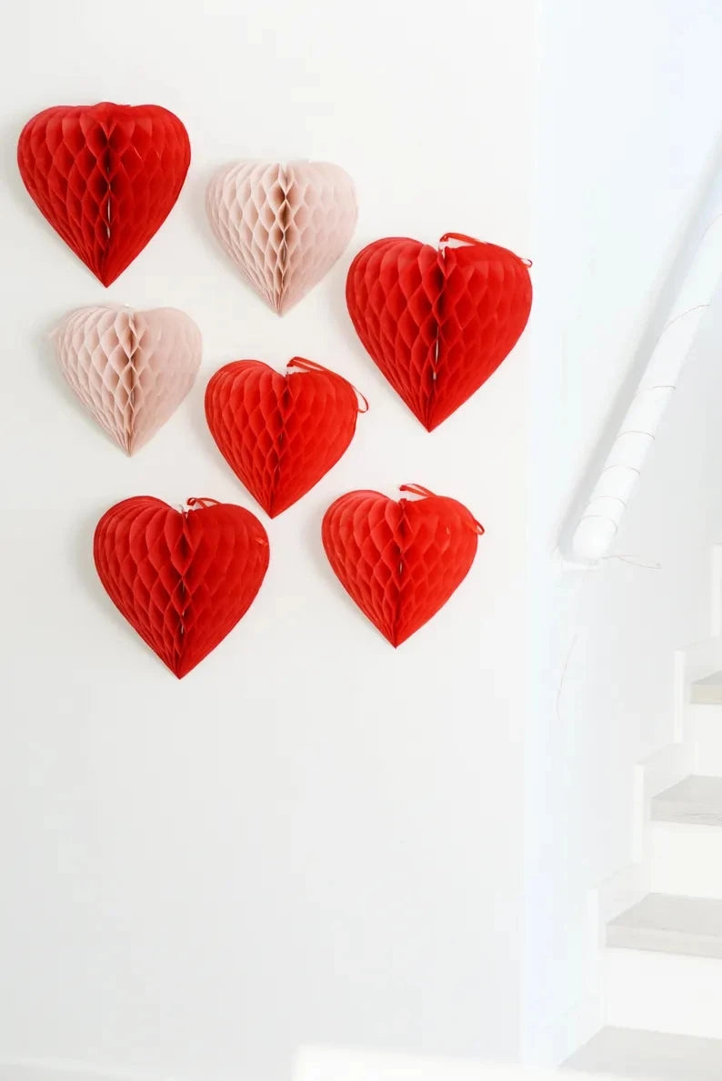 1 Wedding party, custom wedding decorations hanging party tissue heart honeycomb wedding, Valentine's Day