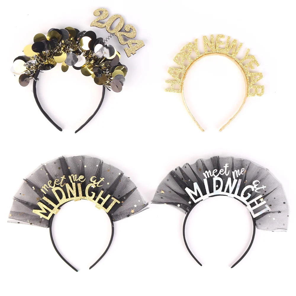 BSCI shinny accessories girl girl celebrates new year christmas party Kim cong pink glitter sequins christmas letter headband