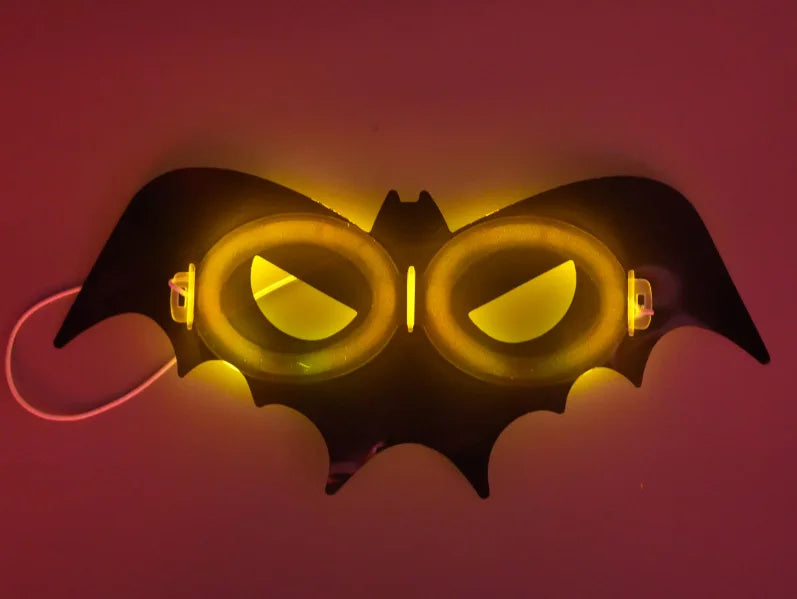 Halloween & Day of the Dead Glow Mask Bat Eye Mask Costume Black Bat Mask Dress Up Adult Children Halloween Glow Party Eye Mask