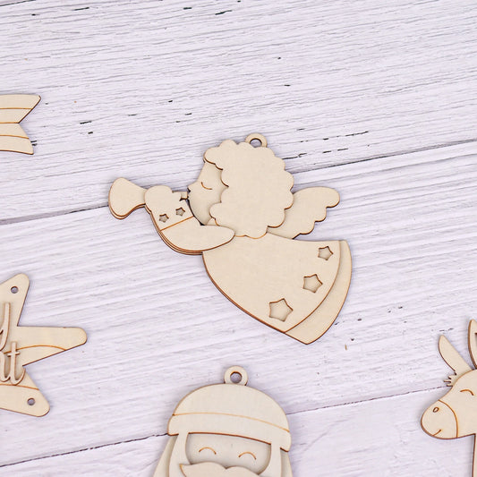 Halloween & Day of the Dead Custom Unfinished Layer Wooden Christmas Tree Decoration Plywood Hanging Christmas Christmas Scene DIY Kit Christmas Decoration