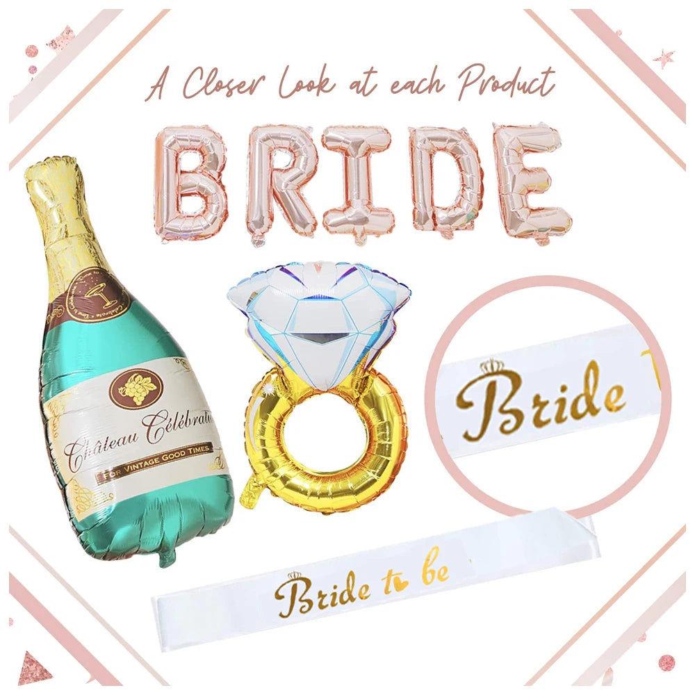 Bachelorette Party 1 Bridal Shower Rose Gold Party Decoration Rose Gold Curtains Bridal Window Sash Balloons Gold Confetti Bachelorette Party Decoration Kit