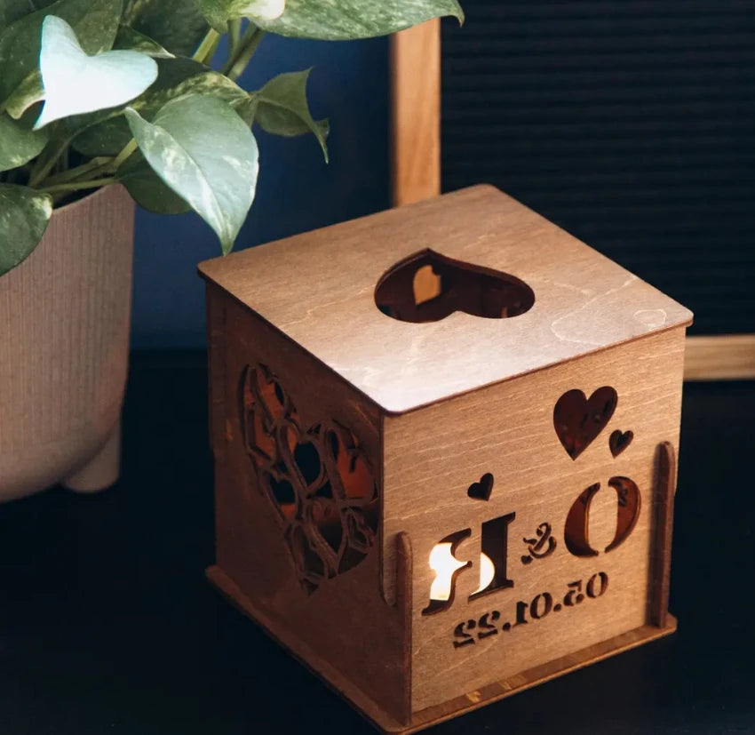 Wedding Party 0 Plywood Home Decoration Balsa Candle Light Decoration Valentine's Day Hollow Wooden Love Box