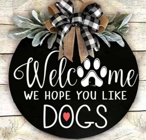 Pet Festival, Poplar Pet Door Sign American Country Welcome Sign Front Door Decoration Custom Home Decoration Wooden Sign