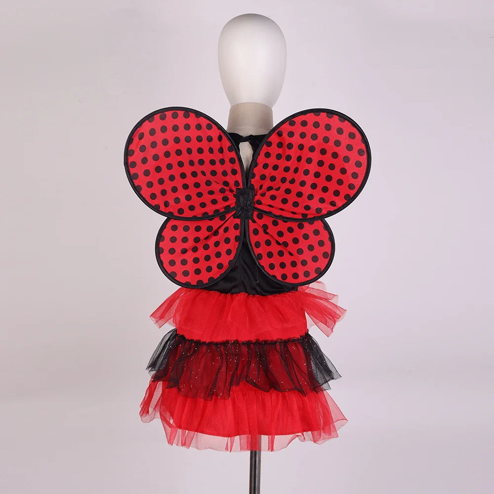 Halloween & Death Day 60cm Butterfly Bees Ladybug Costume Ballet Tutu Skirt Fairy Wing Skirt Headband Set for Kids Birthday Halloween Party Dress up