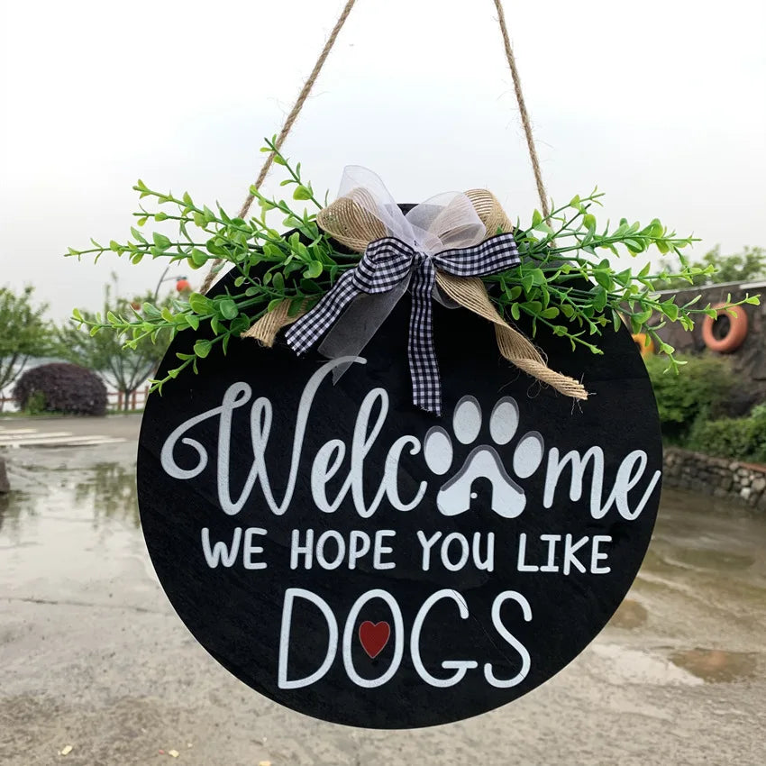 Pet Festival, Poplar Pet Door Sign American Country Welcome Sign Front Door Decoration Custom Home Decoration Wooden Sign