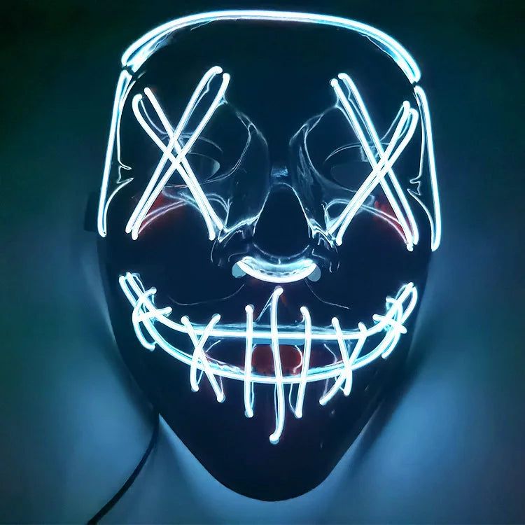 Halloween & Death Day Light Up Vendetta Neon Halloween Carnival Bar Night Party Light Emitting Diode Strips Scary Mysterious Killer Halloween Light Emitting Diode Clown Mask